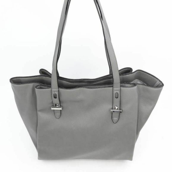 INC International Concepts Womens Haili Tote Bag Gray Dual Handle Large New